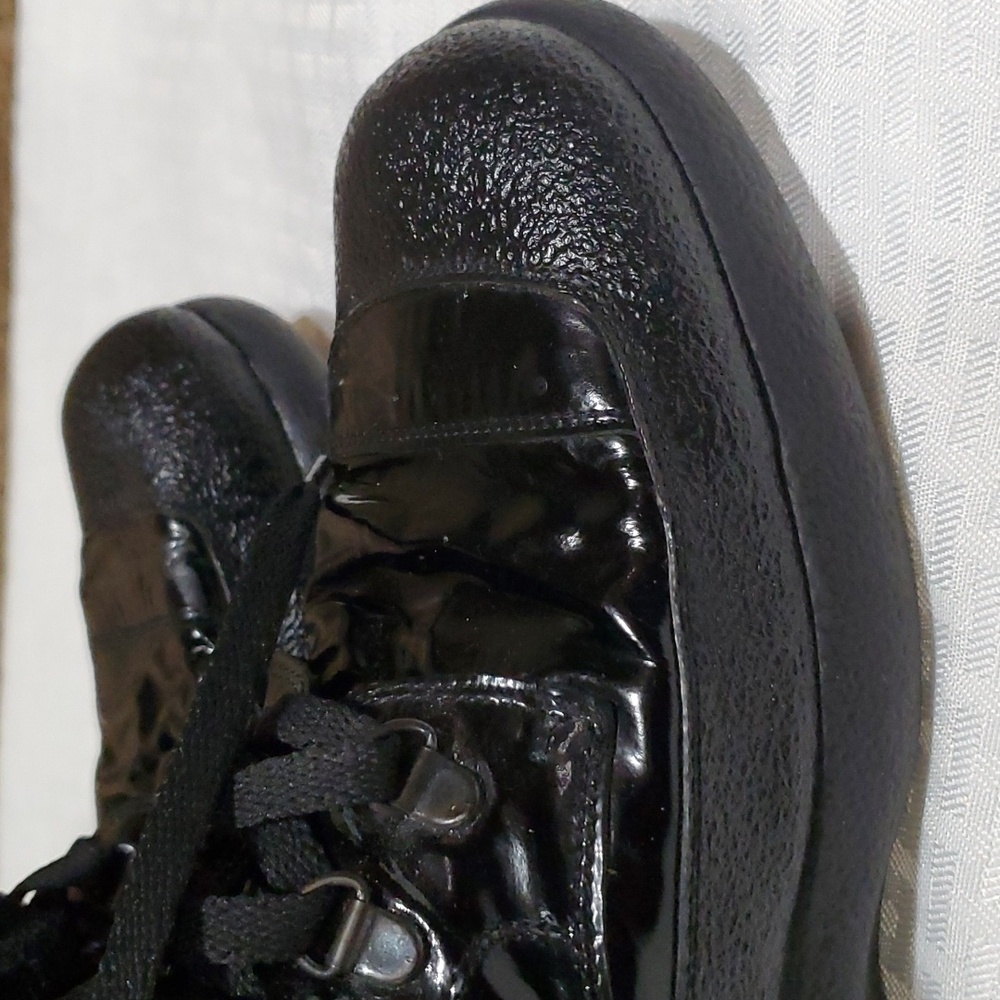 Sonia Rykiel black patent leather Steampunk Goth  laceup boots size 8 - Picture 12 of 16